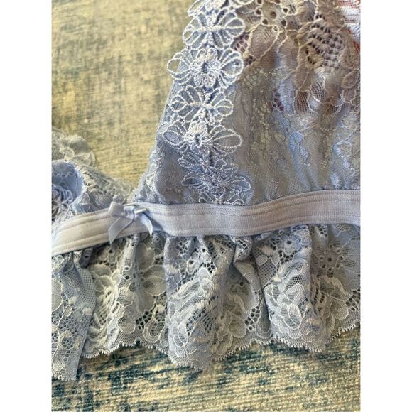 Oh La La Cherie Paris Blue Floral Lace Bralette XL - Picture 4 of 6